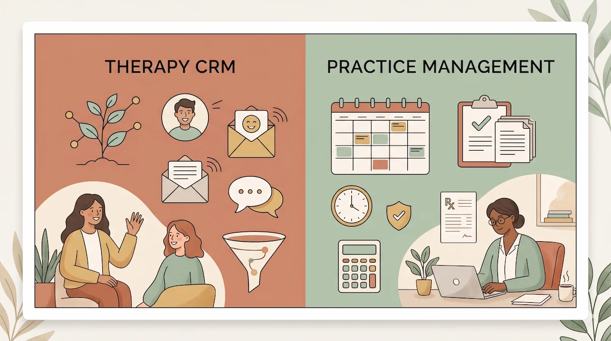 Therapy CRM vs practice management software: what UK therapists actually need